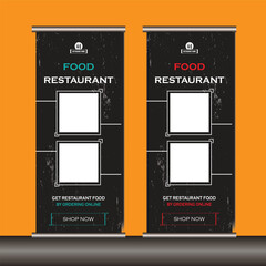 Roll Up Banner Design, Restuarant Food Banner Template