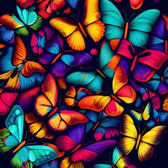 Naklejka na ściany i meble Bufterflies pattern, colorful, dynamic color, a lots of bufterflies
