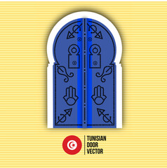 Traditional tunisian blue door illustration