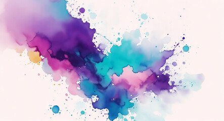 Background with colorful watercolor splashes. AI
