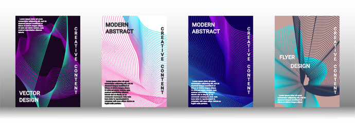 A set of modern abstract covers with abstract gradient linear waves.