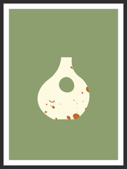 Pottery illustration. Wall art, neutral colors design element. 