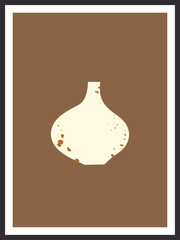 Pottery illustration. Wall art, neutral colors design element. 