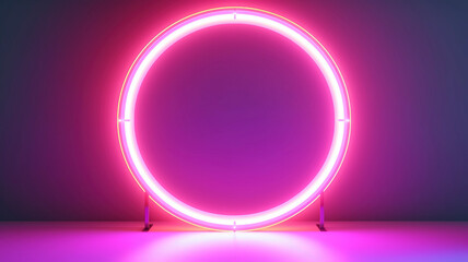 Neon light frame, pink yellow, copy space.