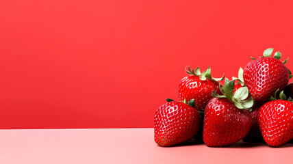 Minimalist red Strawberry background with copy space.