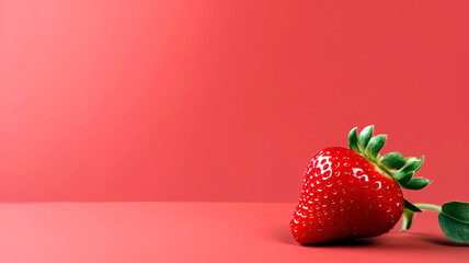 Minimalist red Strawberry background with copy space.