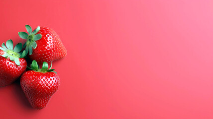 Minimalist red Strawberry background with copy space.