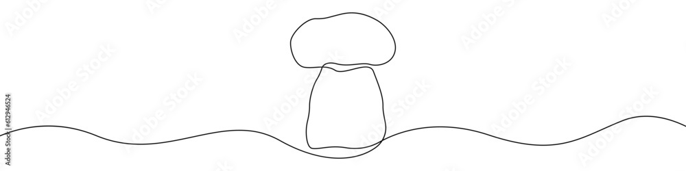 Poster mushroom icon line continuous drawing vector. one line champignon vector background. half a mushroom
