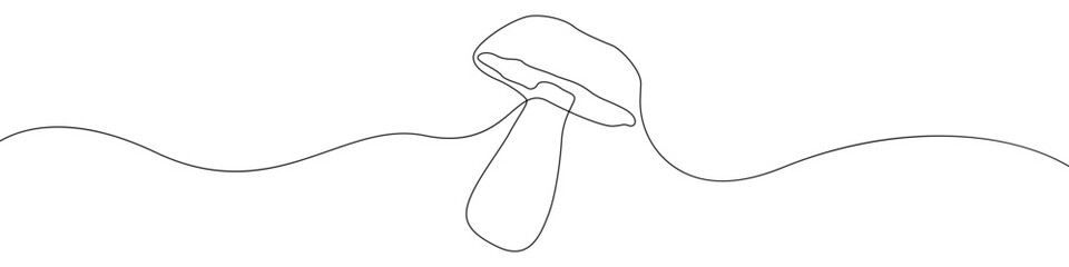 Mushroom icon line continuous drawing vector. One line Champignon vector background. Half a mushroom icon. Continuous outline of a Mushroom. © Andrii