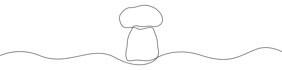 Mushroom icon line continuous drawing vector. One line Champignon vector background. Half a mushroom icon. Continuous outline of a Mushroom.