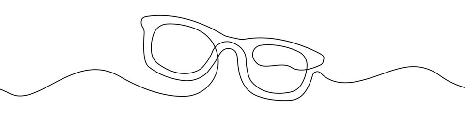 Glasses icon line continuous drawing vector. One line Glasses vector background. eyeglasses icon. Continuous outline of a eyeglasses. - obrazy, fototapety, plakaty
