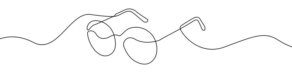 Glasses icon line continuous drawing vector. One line Glasses vector background. eyeglasses icon. Continuous outline of a eyeglasses.