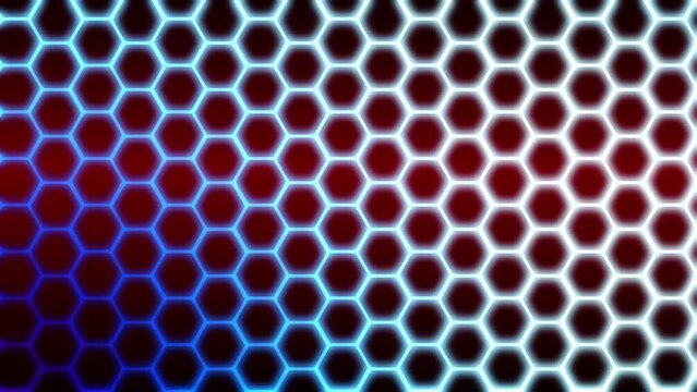 Blue and orange honeycomb pattern glowing as pulsating background in animated futuristic background blue gradient smooth elegance for abstract backgrounds as glowing hexagons honeycomb texture