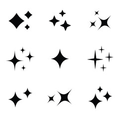 Vector flat sparkling star collection