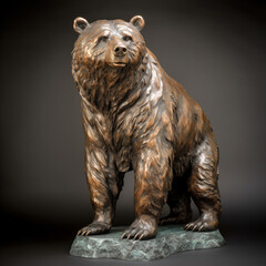 Obraz na płótnie Canvas A bronze bear statue stands tall, its detailed features a testament to its artistry. - generative ai