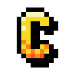 Fototapeta premium Pixel 8 Bit Uppercase Letter C as Font and Alphabet Vector Illustration