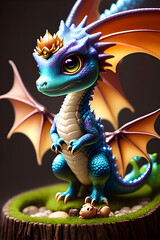 Cute dragon close up, generative ai