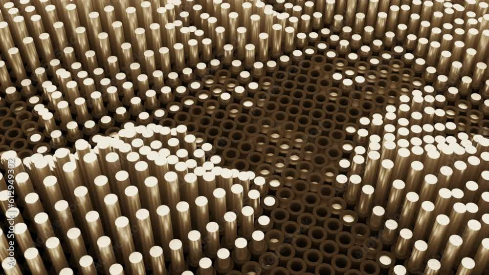 Poster abstract trypophobic background with cluster holes and sticks moving up and down through them. desig