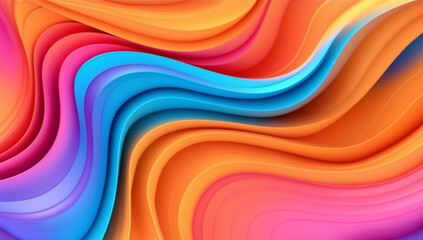 Harmonic Ripples: Captivating Waves of Colorful Abstract Gradient in Paper Craft, Generative AI