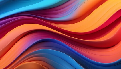 Graceful Fluidity: Vibrant Abstract Color Gradient Waves Crafted from Paper, Generative AI