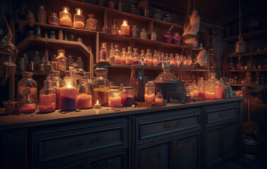 Obraz premium Magical Halloween Potion Shop