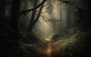 Naklejka premium Haunted Forest Trail