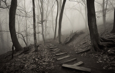 Naklejka premium Haunted Forest Trail