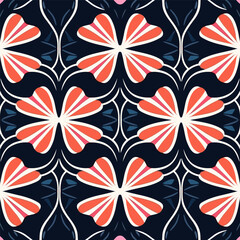 Floral rounded lines halftone ikat pattern. For texture textile background backdrop tile wallpaper carpet.