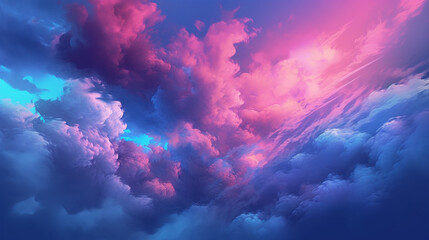 Magical Pink and Blue Cloud Dance in the sky ,Generative AI