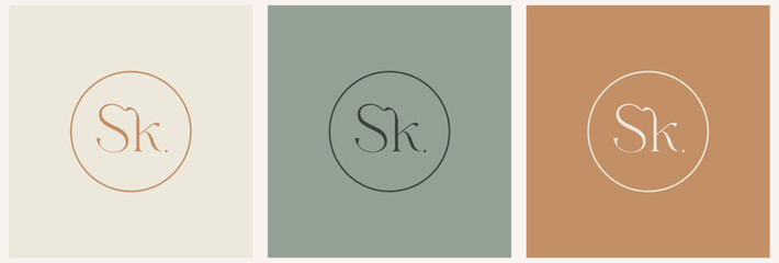 Letter Logo Luxury. Art Deco style logotype design for luxury company branding. Premium identity design. Letter S K