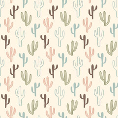 Western Seamless Pattern. Cacti Wild West Print