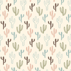 Western Seamless Pattern. Cacti Wild West Print