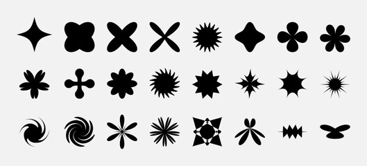 Set of black bauhaus shapes. Futuristic y2k elements 