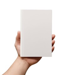 hand holding book cover mockup commercial advertising isolated background