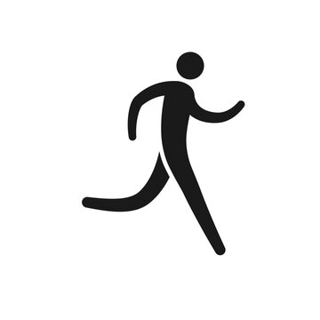 Running stick figure icon. Clipart image isolated on white background
