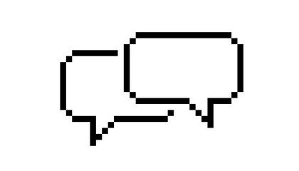 Pixel text bubble chat icon. Clipart image isolated on white background