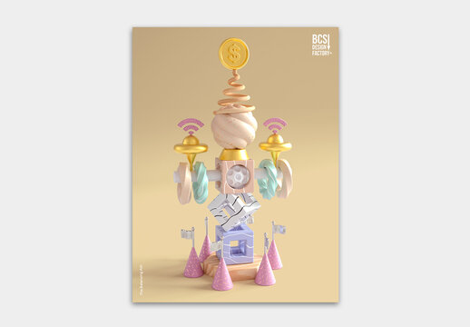 Digital 3d Artwork Design Layout for Mobile Screen