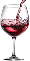 Glass of red wine with pouring wine isolated on white background, generative AI