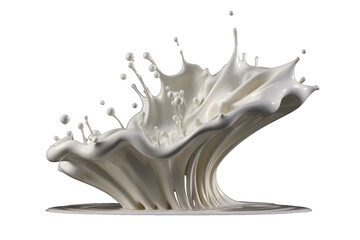 Something falls into a white liquid like milk, splash, isolated (Generative AI, Generativ, KI)
