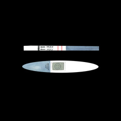 isolated pregnancy test illustration, positive pregnancy test hand drawn watercolor