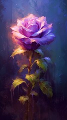 Pink Rose on blue background