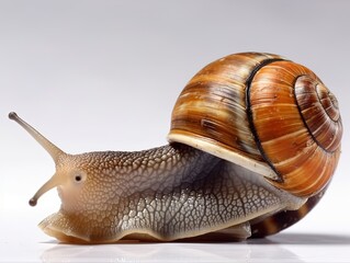 Garden Snail on white background created with Generative AI technology.