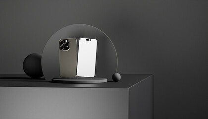 3d render image on phones podium
