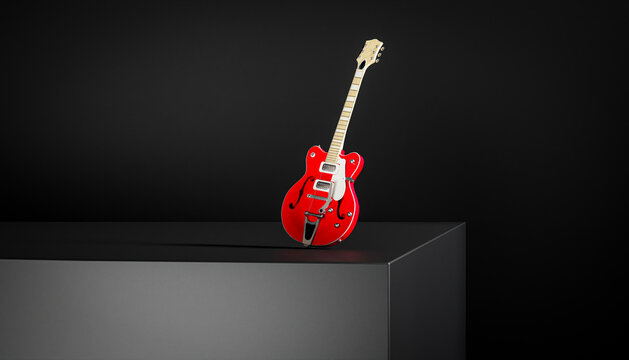 electric guitar with black background 3d render image