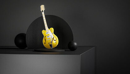 electric guitar with black background 3d render image