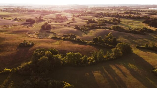 Landschaft im Sonnenuntergang, Uckermark, Brandenburg