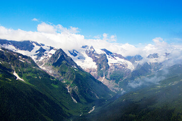 The Caucasus Mountains. Mountain peaks in summer.