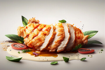 Chicken fillet dish. AI Generated - obrazy, fototapety, plakaty