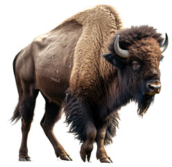 Buffalo isolated on the transparent background PNG. Top view. AI generative.