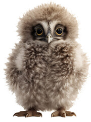 Owl chick isolated on the transparent background PNG. AI generative.